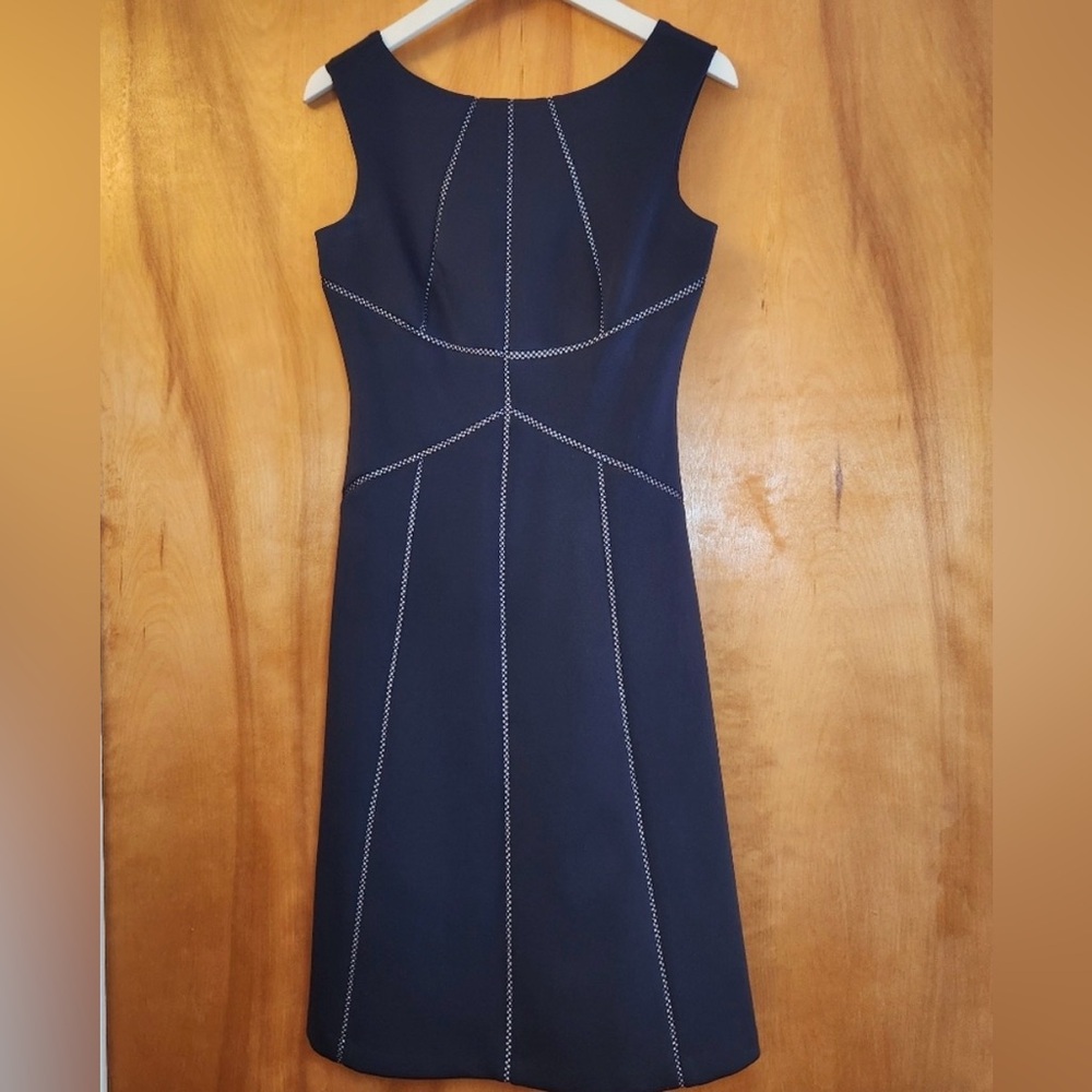 Calvin Klein Navy Sheath Dress with White Contrast Stitching